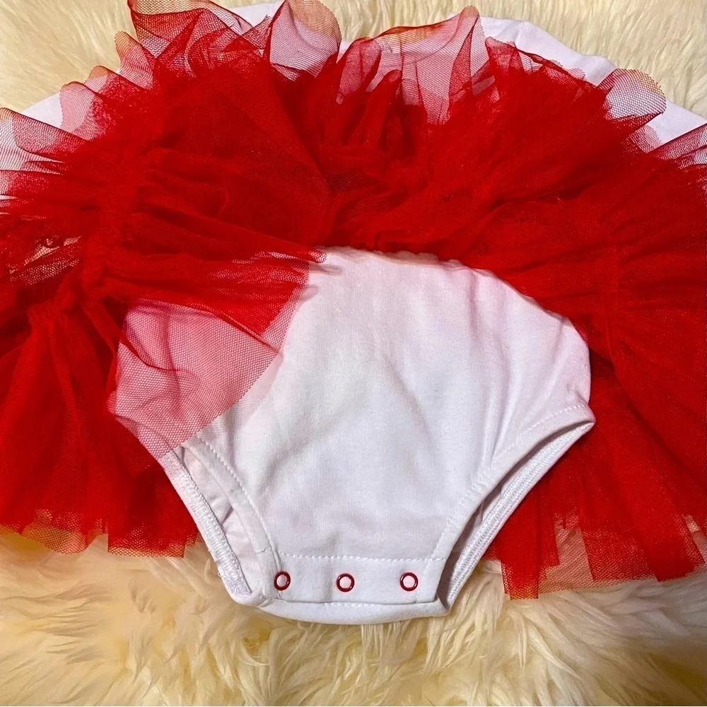 Baby Gear Valentine’s Day Long Sleeve One Piece Red Tutu Skirt 6M Balletcore